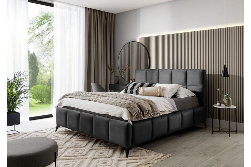 Sängram Kanika med Förvaring 180x200 cm - Mörkgrå - Möbler - Säng - Sängram & sängstomme