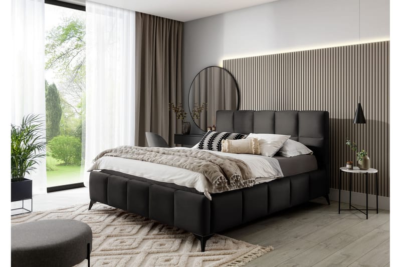 Sängram Kanika med Förvaring 180x200 cm - Mörkgrå - Möbler - Säng - Sängram & sängstomme