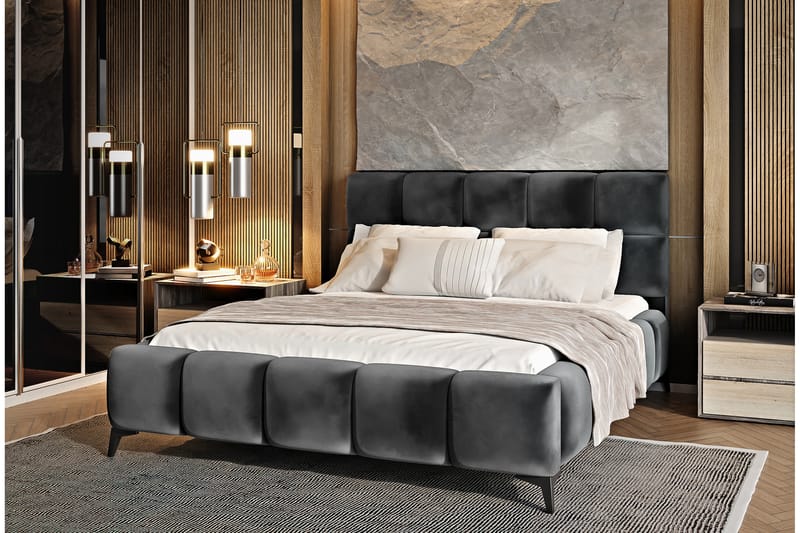 Sängram Kanika med Förvaring 180x200 cm - Mörkgrå - Möbler - Säng - Sängram & sängstomme