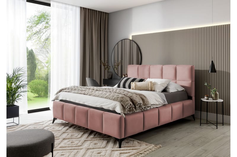 Sängram Kanika med Förvaring 180x200 cm - Rosa - Möbler - Säng - Sängram & sängstomme