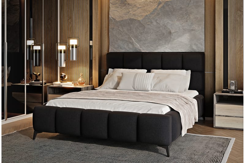 Sängram Kanika med Förvaring 180x200 cm - Svart - Möbler - Säng - Sängram & sängstomme
