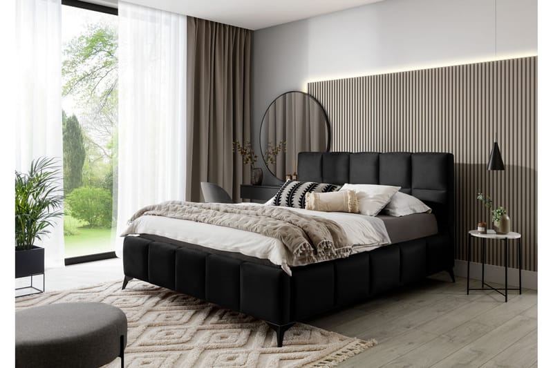 Sängram Kanika med Förvaring 180x200 cm - Svart - Möbler - Säng - Sängram & sängstomme