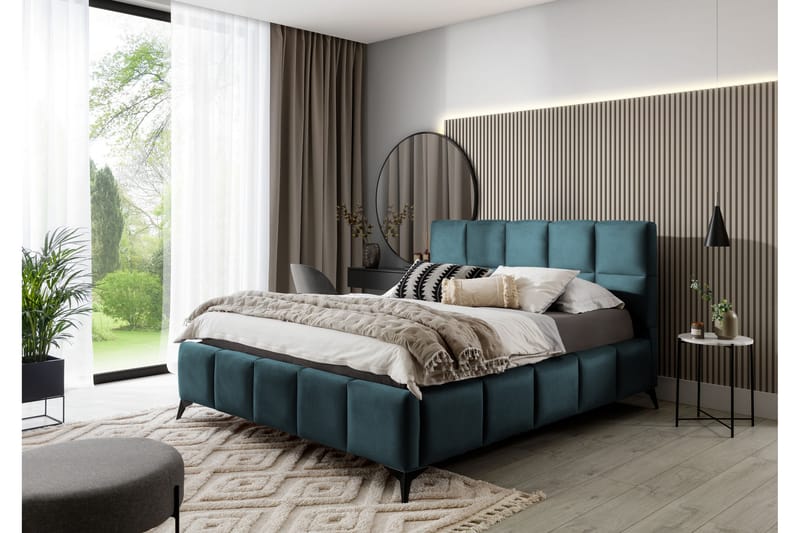 Sängram Kanika med Förvaring 180x200 cm - Turkos - Möbler - Säng - Sängram & sängstomme