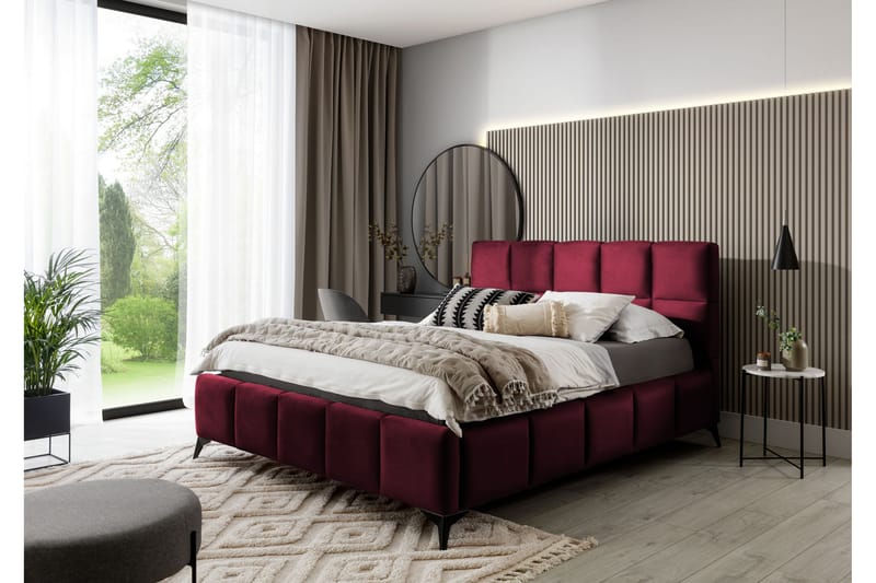 Sängram Kanika med Förvaring 180x200 cm - Vinröd - Möbler - Säng - Sängram & sängstomme