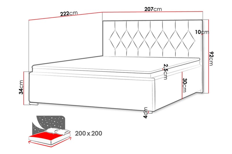 Sängram Kanvar 200x200 cm - Grå - Möbler - Säng - Sängram & sängstomme