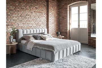 Sängram Lacolle med Förvaring 140x200 cm - Ljusgrå - Möbler - Säng - Sängram & sängstomme