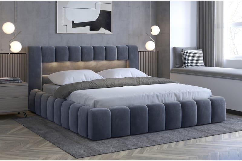 Sängram Lacolle med Förvaring 140x200 cm - Mörkgrå - Möbler - Säng - Sängram & sängstomme