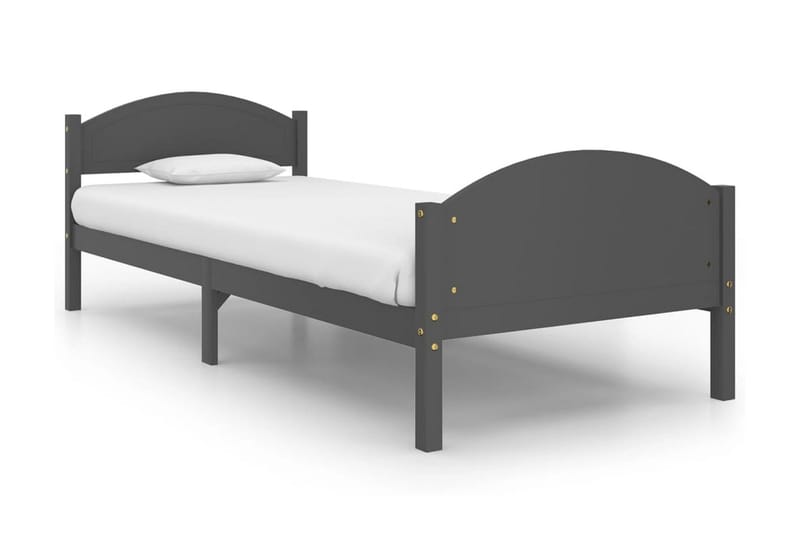 Sängram mörkgrå massiv furu 100x200 cm - Mörkgrå - Sängram & sängstomme