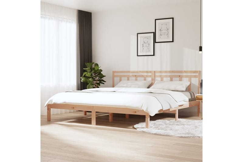 Sängram massivt trä 180x200 cm - Brun - Sängram & sängstomme
