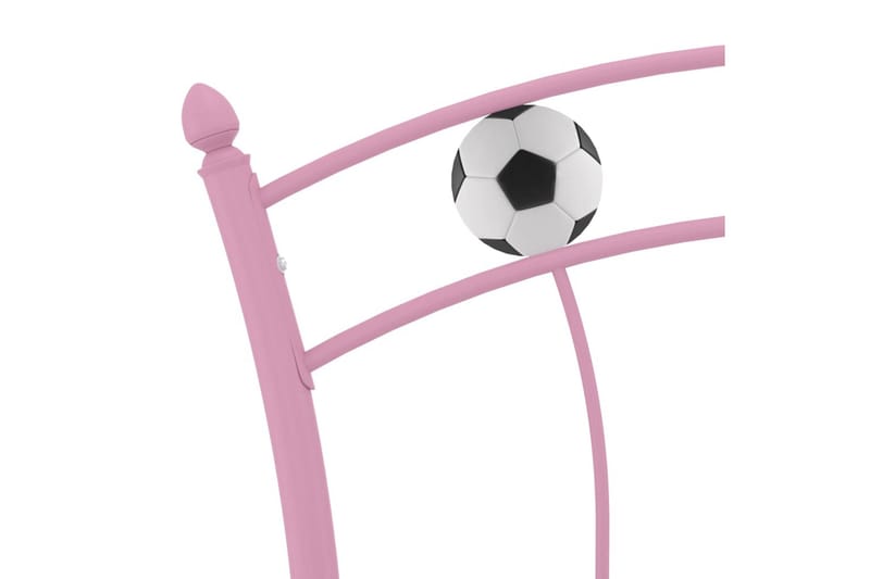 Sängram med fotbollsdesign rosa metall 90x200 cm - Rosa - Sängram & sängstomme