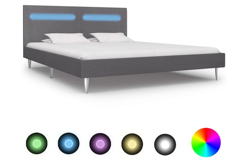 Sängram med LED grå tyg 180x200 cm - Sängram & sängstomme | Chilli