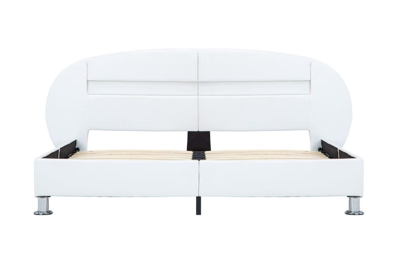 Sängram med LED vit konstläder 180x200 cm - Vit - Sängram & sängstomme