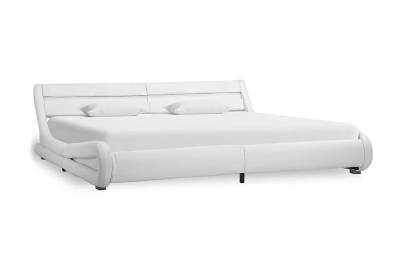 Sängram med LED vit konstläder 180x200 cm - Vit - Sängram & sängstomme