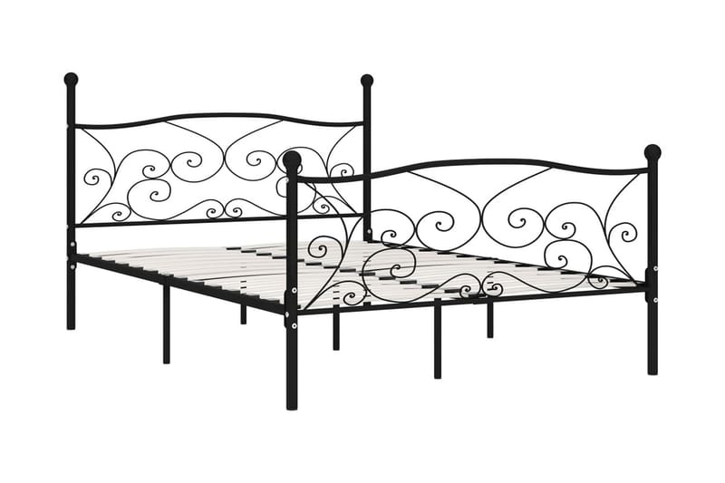 Sängram med ribbotten svart metall 120x200 cm - Svart - Sängram & sängstomme