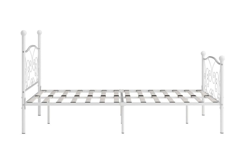 Sängram med ribbotten vit metall 120x200 cm - Vit - Sängram & sängstomme