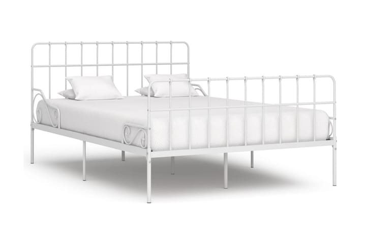 Sängram med ribbotten vit metall 120x200 cm - Sängram & sängstomme