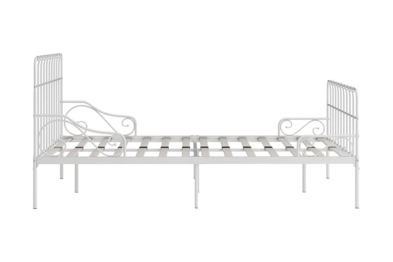 Sängram med ribbotten vit metall 140x200 cm - Vit - Sängram & sängstomme