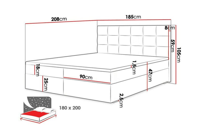 Sängram Midfeld 180x200 cm - Möbler - Säng - Sängram & sängstomme
