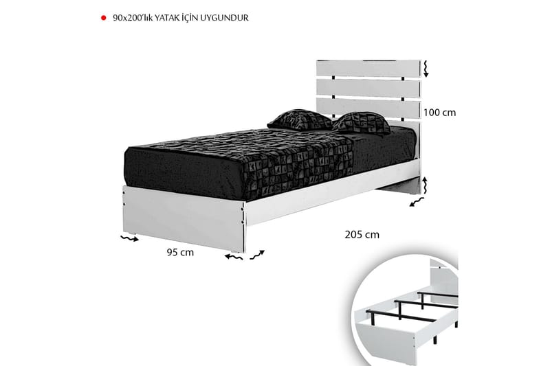 Sängram Montek 90x200 cm - Vit - Sängram & sängstomme