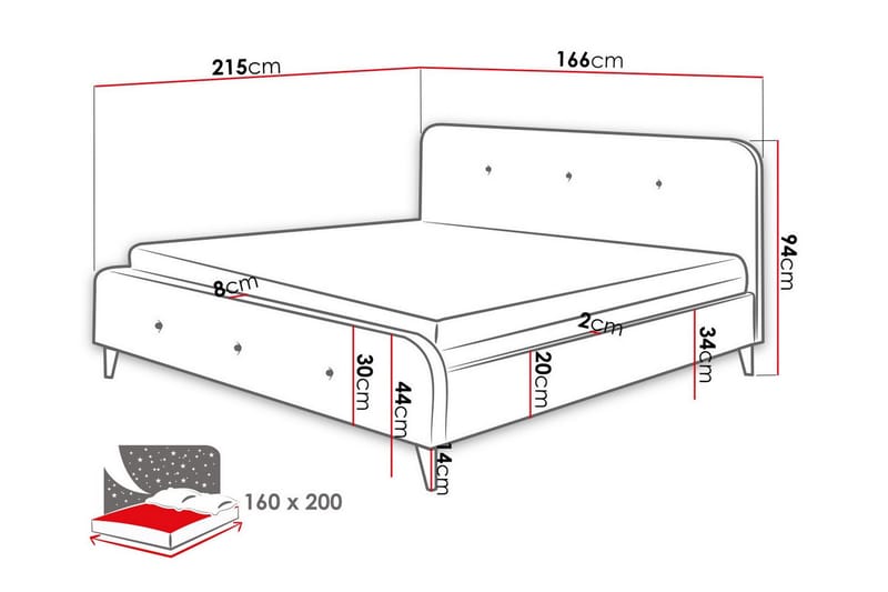 Sängram Montrase 160x200 cm - Cream - Sängram & sängstomme