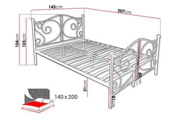 Sängram ROLEMI 140x200 - Vit - Möbler - Säng - Sängram & sängstomme