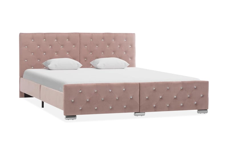 Sängram rosa tyg 160x200 cm - Rosa - Sängram & sängstomme