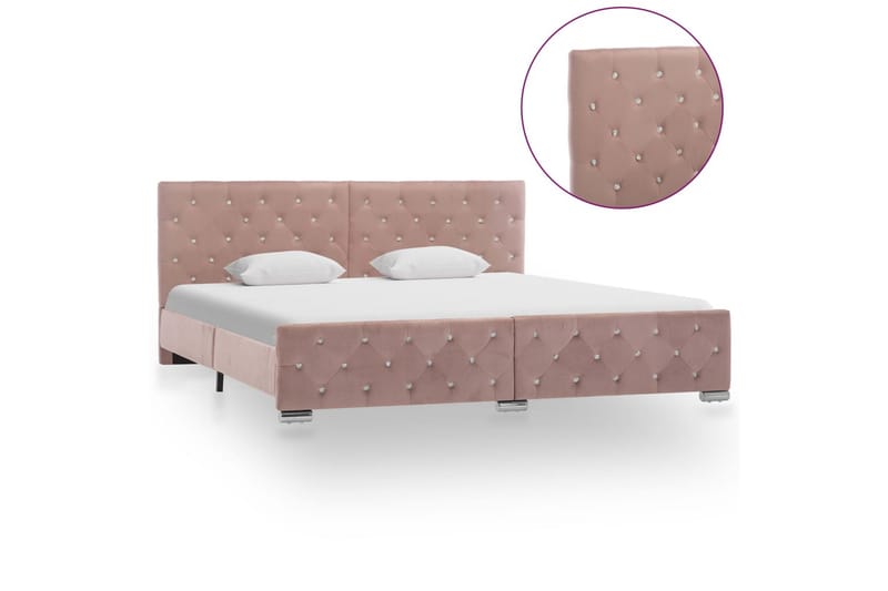 Sängram rosa tyg 180x200 cm - Rosa - Sängram & sängstomme