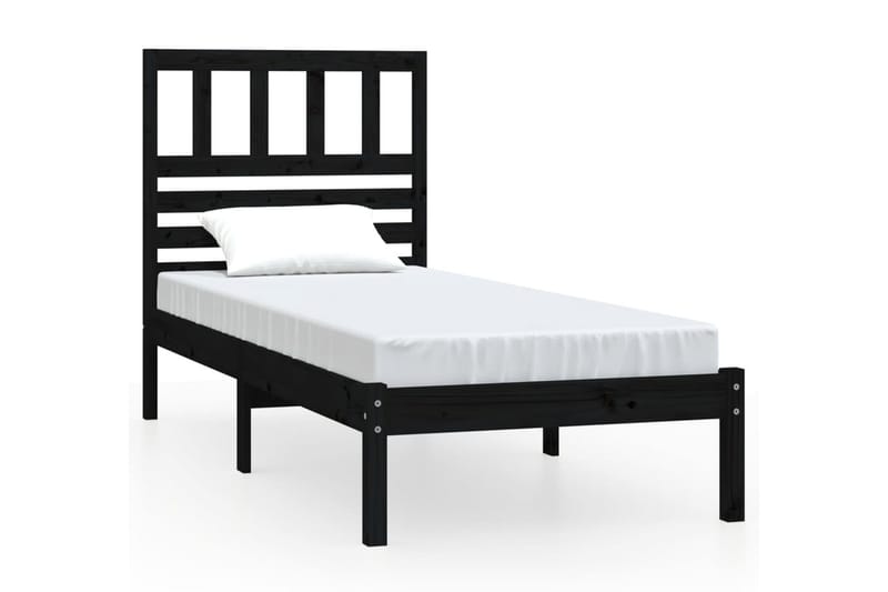 Sängram svart massiv furu 75x190 cm liten enkelsäng - Svart - Sängram & sängstomme
