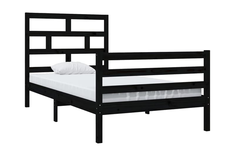 Sängram svart massivt furu 100x200 cm enkelsäng - Svart - Sängram & sängstomme