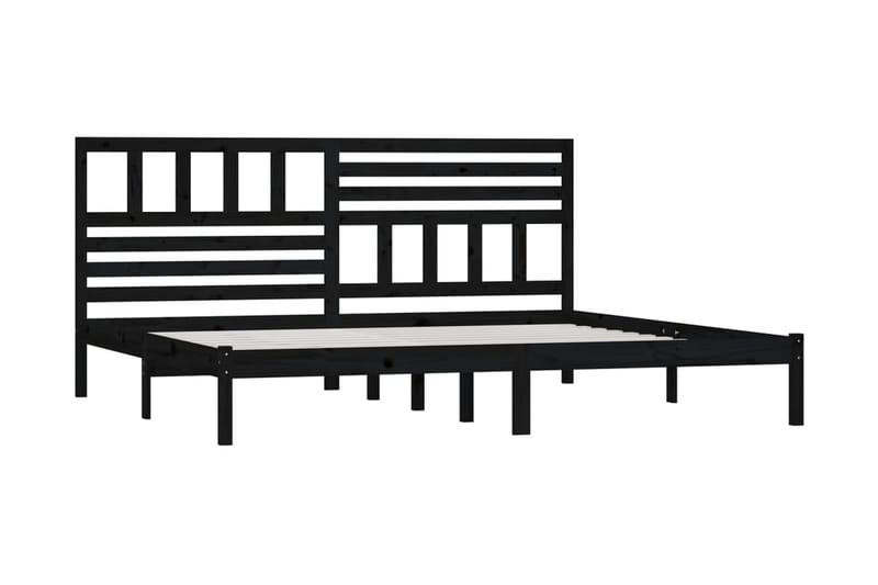 Sängram svart massivt furu 180x200 cm - Svart - Sängram & sängstomme