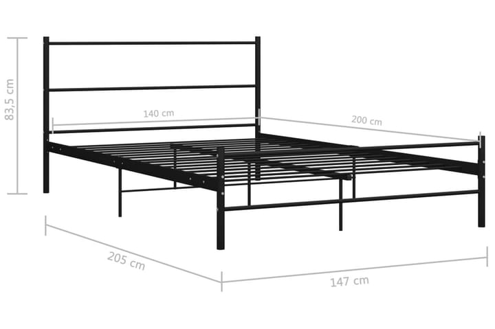Sängram svart metall 140x200 cm - Svart - Sängram & sängstomme