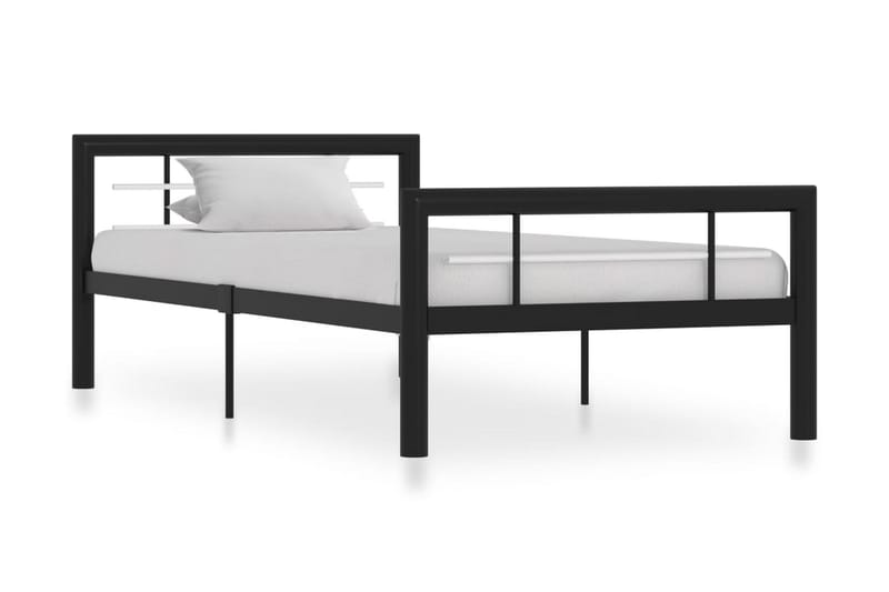 Sängram svart och vit metall 100x200 cm - Svart - Sängram & sängstomme