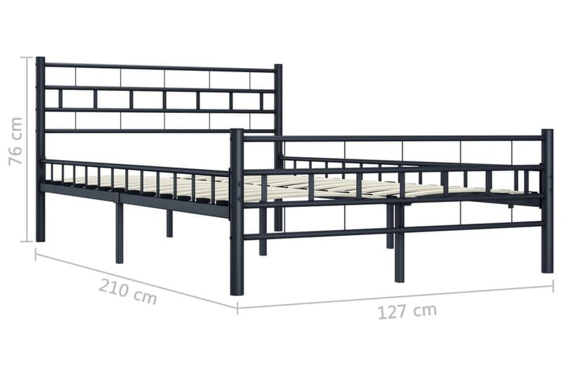 Sängram svart stål 160x200 cm - Svart - Sängram & sängstomme