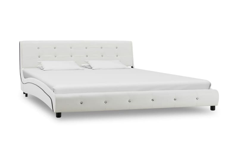 Sängram vit konstläder 160x200 cm - Vit - Sängram & sängstomme
