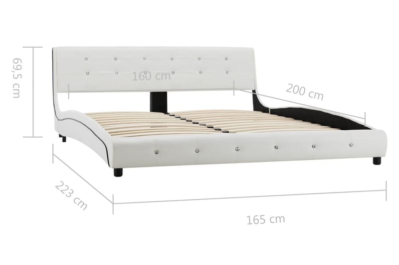 Sängram vit konstläder 160x200 cm - Vit - Sängram & sängstomme