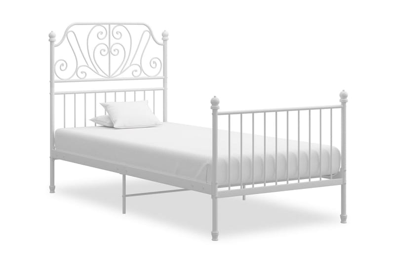 Sängram vit metall och plywood 90x200 cm - Vit - Sängram & sängstomme