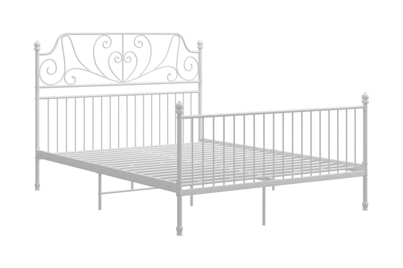 Sängram vit metall och plywood 160x200 cm - Vit - Sängram & sängstomme