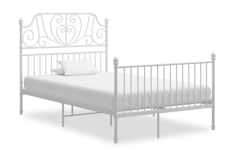 Sängram vit metall och plywood 120x200 cm - Vit - Sängram & sängstomme