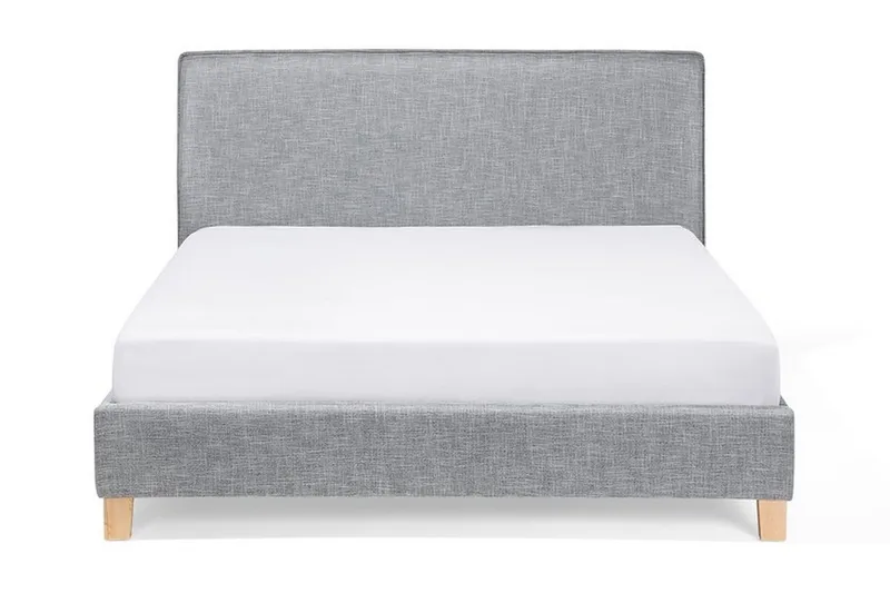 Sennez Komplett Sängpaket – Dubbelsäng 160x200 cm i Tyg med Sänggavel + Bäddmadrass, Grå