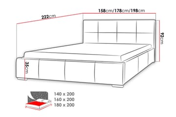Sirdal Komplett Sängpaket 180x200 cm i Konstläder med Förvaring och Sänggavel + Bäddmadrass - Ljusgrå - Möbler - Säng - Sängram & sängstomme