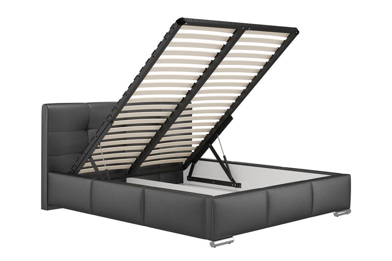 Strandrud Sängram med Förvaring 140x200 cm i Konstläder med Sänggavel - Vit - Möbler - Säng - Sängram & sängstomme