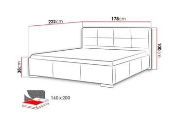 Strandrud Sängram med Förvaring 160x200 cm i Konstläder med Sänggavel - Vit - Möbler - Säng - Sängram & sängstomme