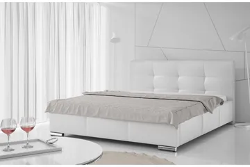 Strandrud Sängram med Förvaring 180x200 cm i Konstläder med Sänggavel - Vit - Möbler - Säng - Sängram & sängstomme