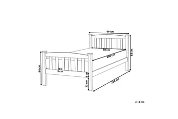 Traycee S äng Trä 90x200 cm - Vit - Möbler - Säng - Sängram & sängstomme