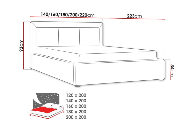 Valasco Sängram 120x200 cm i Tyg med Sänggavel - Salviagrön - Möbler - Säng - Sängram & sängstomme
