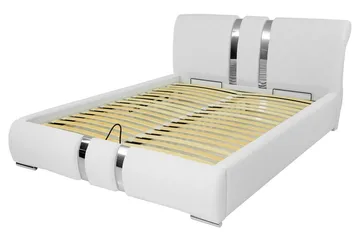 Veslbu Komplett Sängpaket 160x200 cm i Konstläder med Förvaring och Sänggavel + Bäddmadrass - Vit - Möbler - Säng - Säng med förvaring