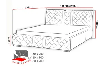Veslbu Komplett Sängpaket 160x200 cm i Konstläder med Förvaring och Sänggavel + Bäddmadrass - Vit - Möbler - Säng - Säng med förvaring