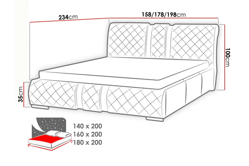 Veslbu Komplett Sängpaket 160x200 cm i Konstläder med Förvaring och Sänggavel + Bäddmadrass - Vit - Möbler - Säng - Säng med förvaring