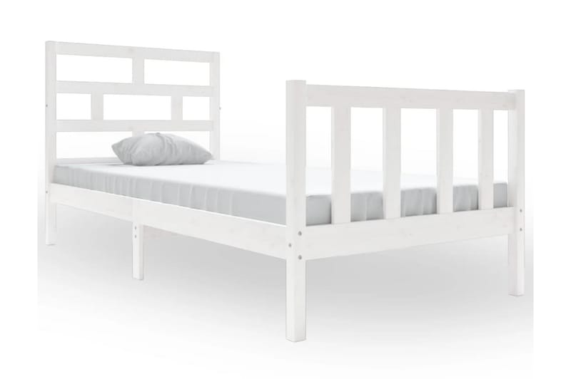 Sängram vit massiv furu 140x190 cm - Sängram & sängstomme