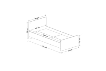 Sängstomme för Enkel Säng Fruitland Sängram Vit - 95 x 72 x 194 cm - Möbler - Säng - Sängram & sängstomme